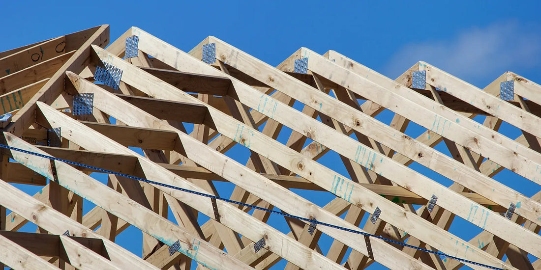 Timber roof trusses on a new Australian house before sheeting