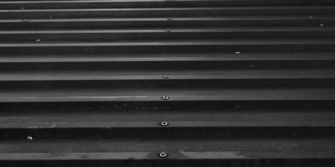 Corrugated metal shed roof sheeting in low light
