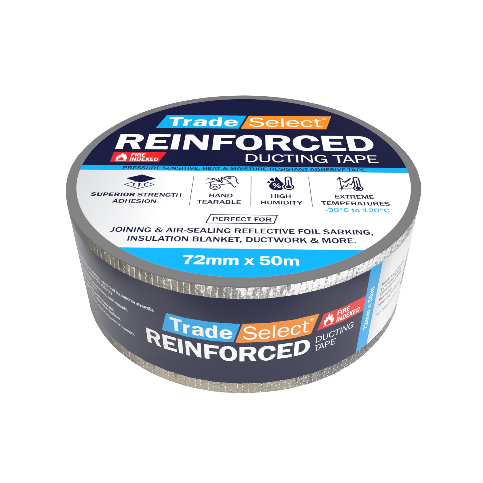 Trade Select Reinforced Ducting Tape roll, scrim reinforced foil tape