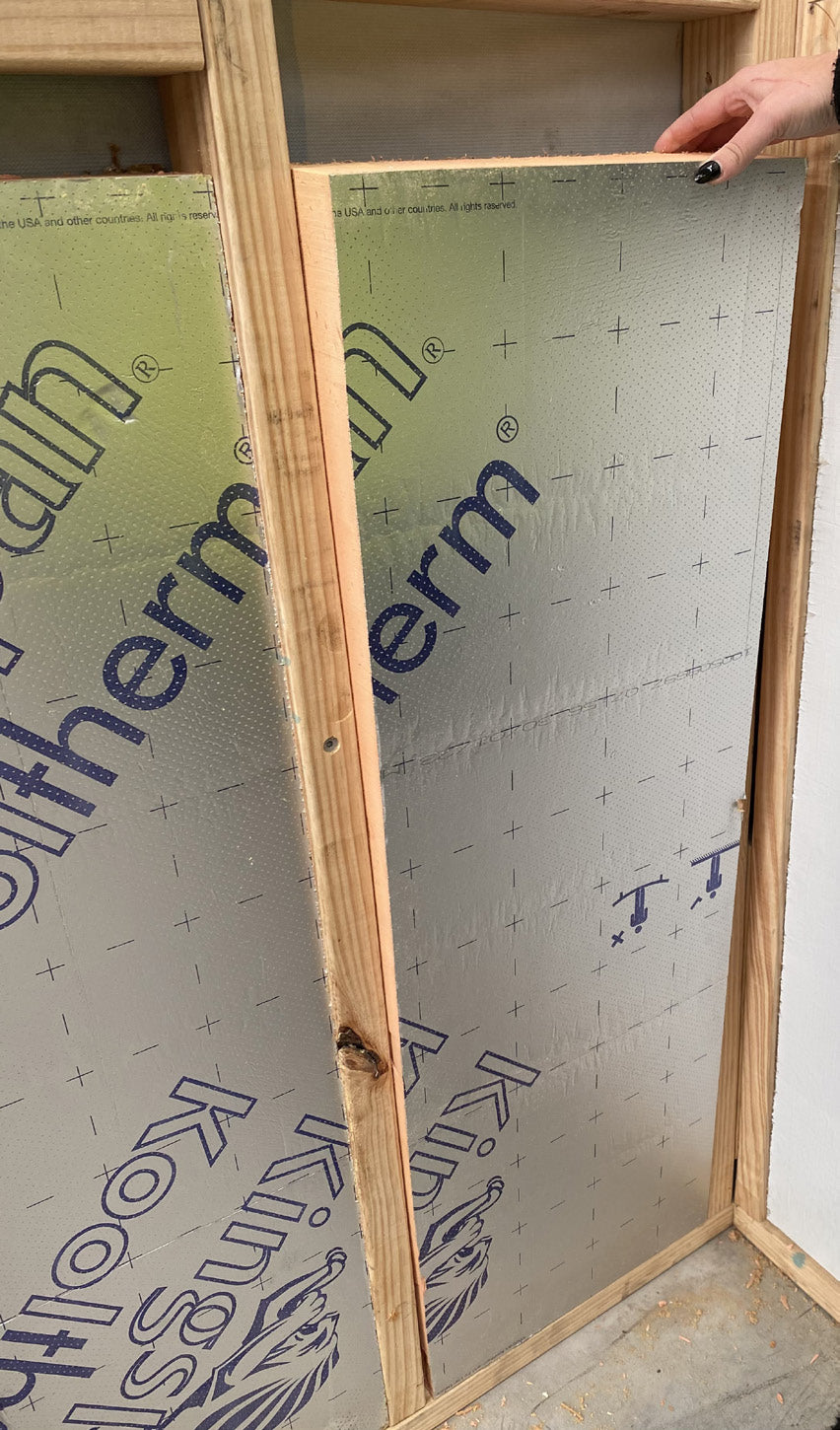 Kooltherm K12 Framing Board residential batts fitted between timber wall studs