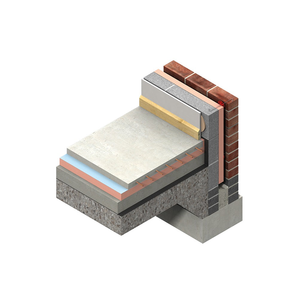 Kooltherm K3 Floorboard laid over a concrete slab under a screed with hydronic heating pipes