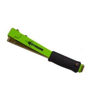 Stinger HT38 hammer tacker with green body and rubber grip